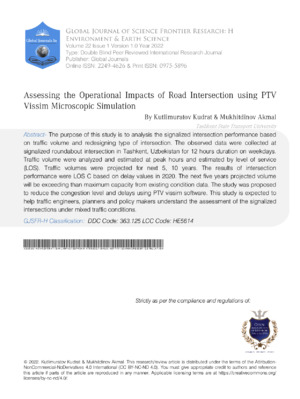 Assessing the Operational Impacts of Road Intersection using PTV Vissim Microscopic Simulation