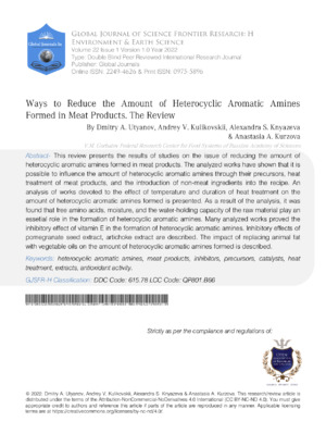 Ways to Reduce the Amount of Heterocyclic Aromatic Amines Formed in Meat Products. The  Review