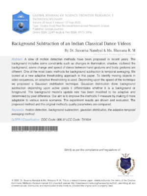Background Subtraction of an Indian Classical Dance Videos using Adaptive Temporal Averaging Method