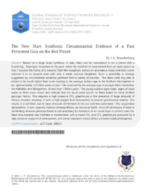 The New Mars Synthesis : Circumstantial Evidence of a Past Persistent Gaia on the Red Planet