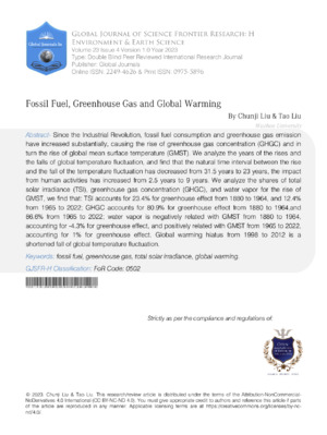Fossil Fuel, Greenhouse Gas and Global Warming