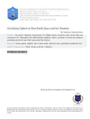 Gravitating Sphere in Near-Earth Space and Her Rotation