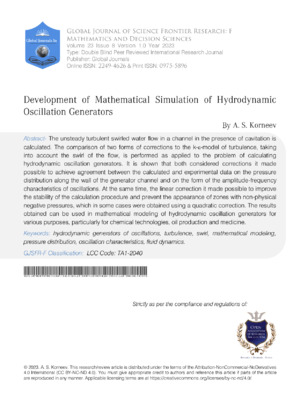 Development of Mathematical Simulation of Hydrodynamic Oscillation Generators
