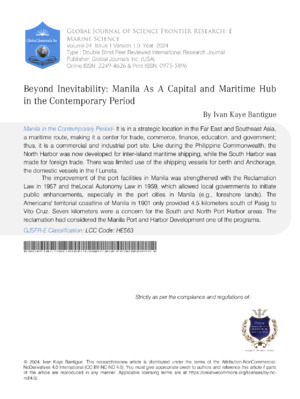 Beyond Inevitability: Manila as a Capital and Maritime Hub in the Contemporary Period