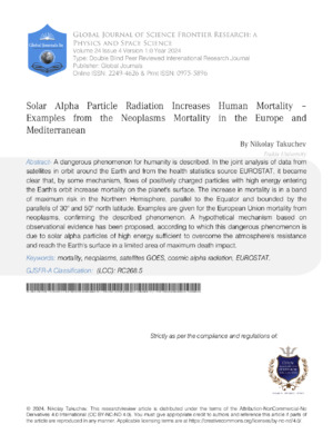 Solar Alpha Particle Radiation Increases Human Mortality - Examples from the Neoplasms Mortality in Europe and the Mediterranean