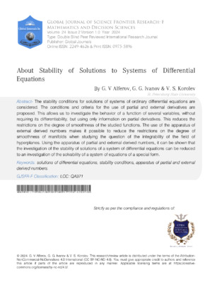 About Stability of Solutions to Systems of Differential Equations
