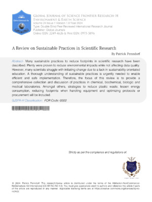 A Review on Sustainable Practices in Scientific  Research