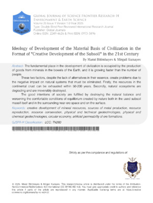 Ideology of development of the material basis of civilization in the format of creative development of the subsoil in the 21st century
