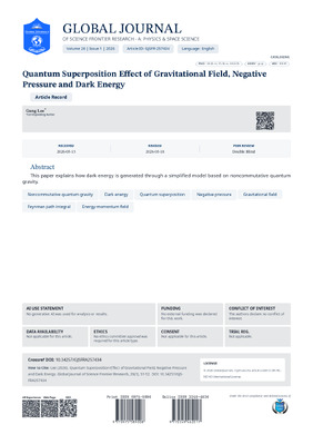 Quantum Superposition Effect of Gravitational Field, Negative Pressure and Dark Energy