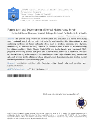 Formulation and development of herbal moisturizing scrub