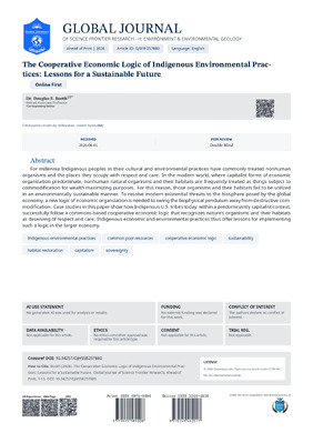 The Cooperative Economic Logic of Indigenous Environmental Practices: Lessons for a Sustainable Future